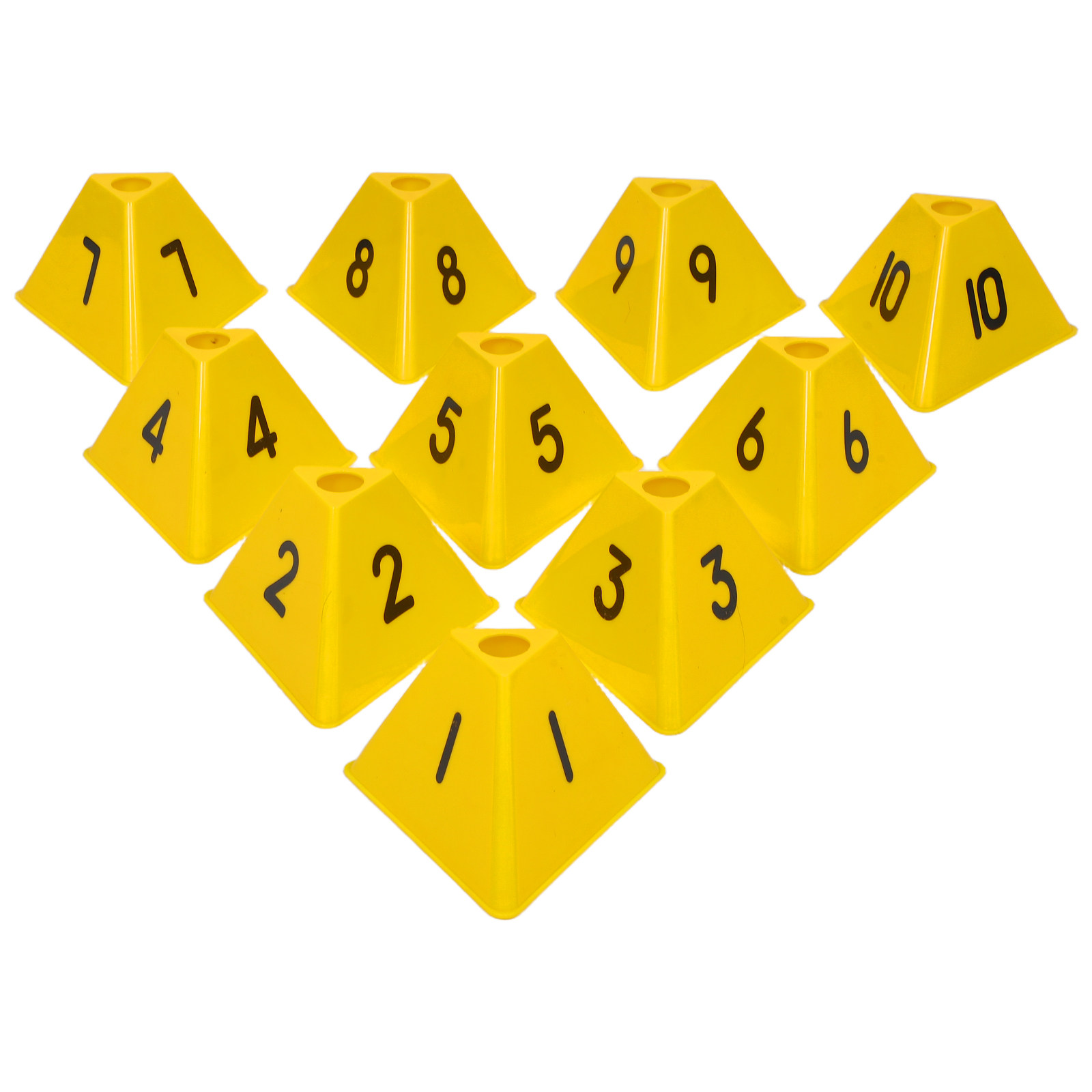 Outdoor Sport Gear - 10 stuks voetbal trainingsmarkeringskegels genummerde driehoekige